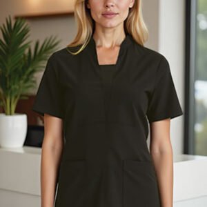 Tunique Carole — Microfibre Elasthane Col Mao — Noire